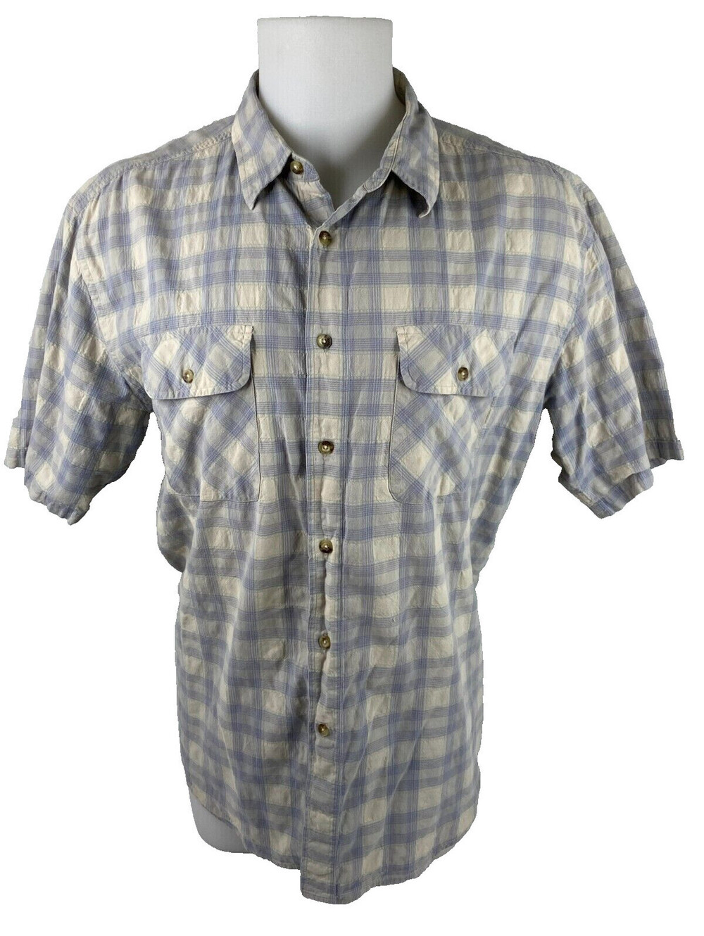 Pendleton Men XL Hiker Shirt Tan Blue Plaid Casual Comfort